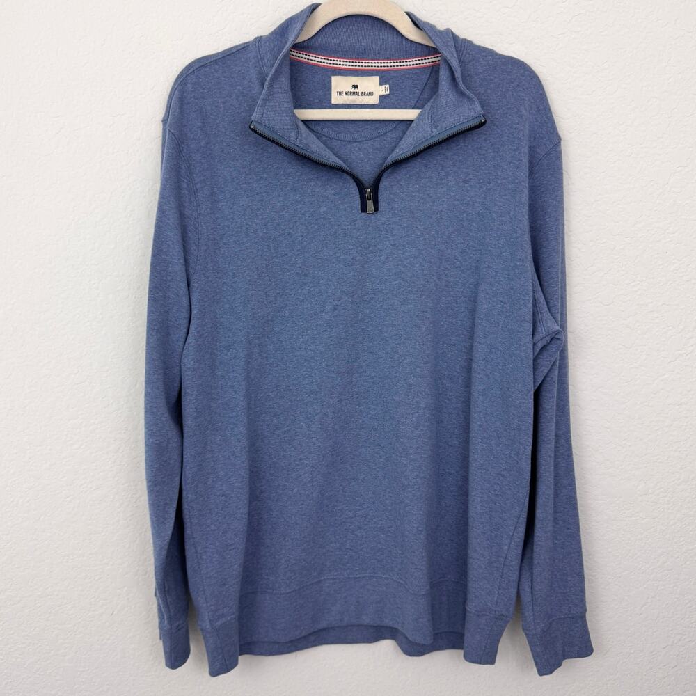 The Normal Brand Mens Puremeso Pullover Quarter Zip Size L Comfy Heather Blue